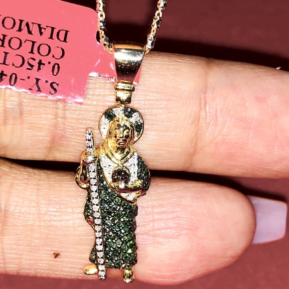Real diamond custom made saint Jude pendant, best Christmas gift, free appraisal - Picture 1 of 10